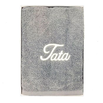 Prezent dla taty ręcznik 70x140 na Dzień Ojca Tata szary jasny kremowy w pudełku - Inny producent