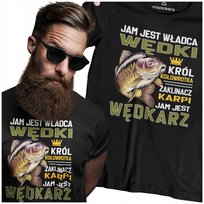 Prezent Dla Wędkarza Koszulka Męska Wędkarska Jam Jest Władca Wędki Karp inna (Inny)