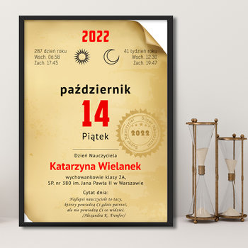 Prezent Dzień Nauczyciela Ramka A4 Plakat, Kartka Z Kalendarza - Memorabli