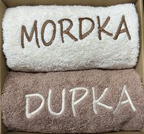 PREZENT KOMPLET RĘCZNIKÓW KĄPIELOWYCH MORDKA DUPKA 100X50 ZESTAW 2 sztuki
