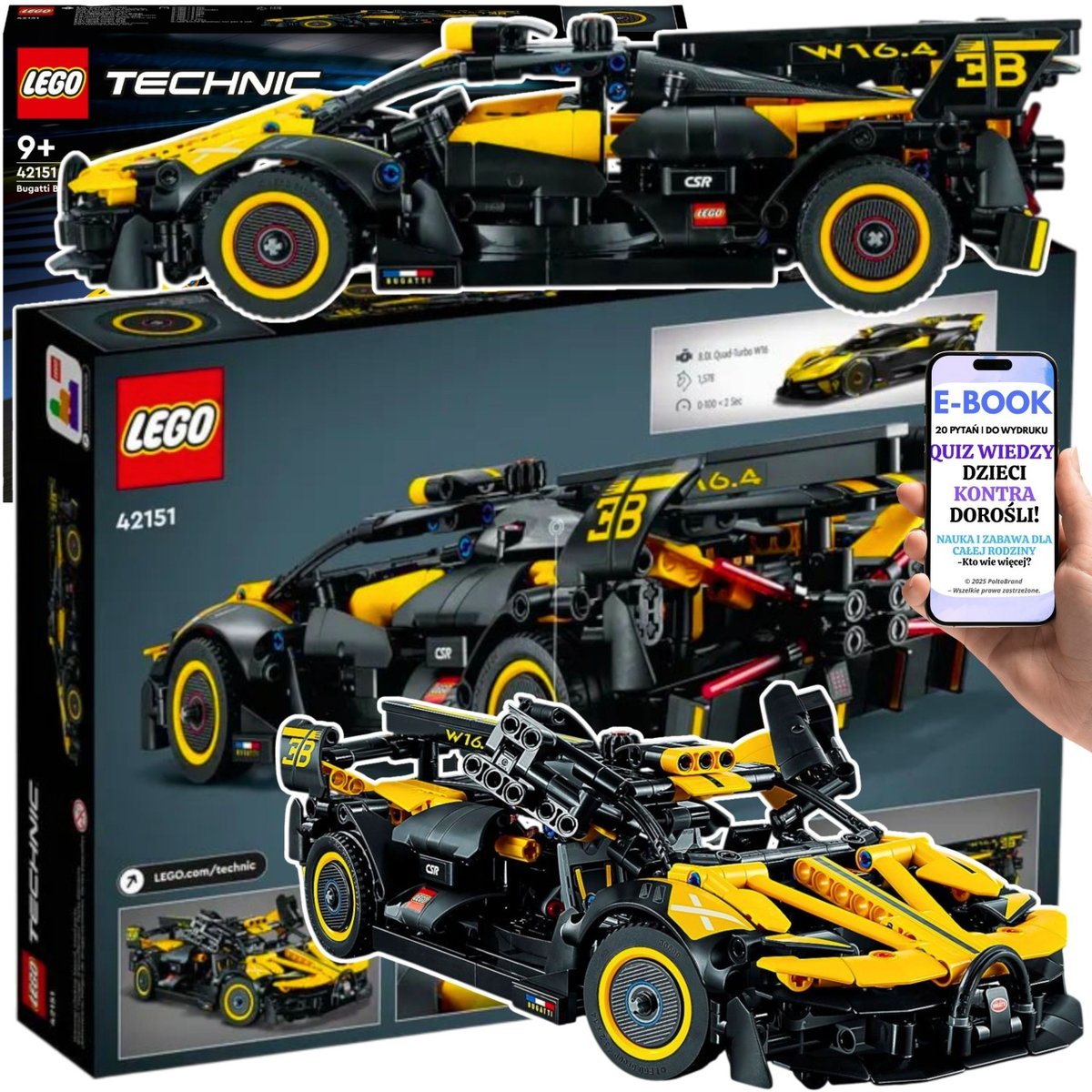 PREZENT LEGO DLA DZIECKA | AUTKO BOLID BUGATTI (42151) Lego Technic | Zestaw Dla Młodych Konstruktorów + Ruchome Części | PREZENT dla Chłopca Syna +..