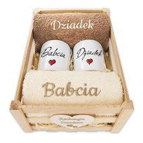 Prezent na Dzień Babci I Dziadka dla Dziadków na święta RĘCZNIKI KUBKI db