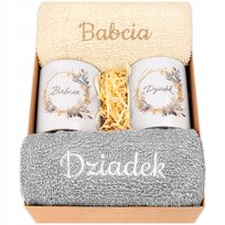 Prezent na Dzień Babci i Dziadka Prezent dla Dziadków RĘCZNIKI KUBKI db sw