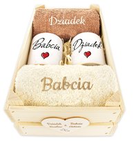 PREZENT NA DZIEŃ BABCI I DZIADKA RĘCZNIKI I KUBKI Święta Dzień Dziadków db