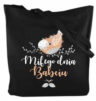 PREZENT NA DZIEŃ BABCI Torb Bawełniana 38x8x8x42 cm CZARNA 220g UPOMINEK