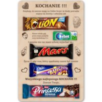 Prezent na Dzień Chłopaka Walentynki Rocznice urodziny dla mężczyzny kolegi faceta męża - Tabliczka drewniana na słodycze z życzeniami upominek