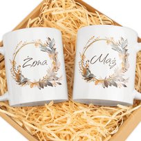 Prezent na Ślub w Dniu Ślubu Prezent Ślubny kubki z napisem Mąż Żona