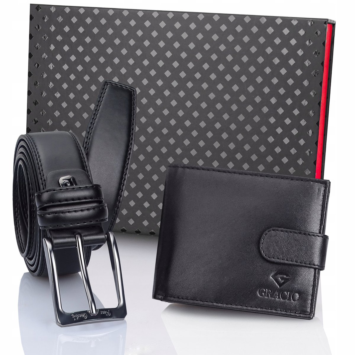 Prezent na Święta Portfel Gracio z Paskiem Pierre Cardin w pudełku