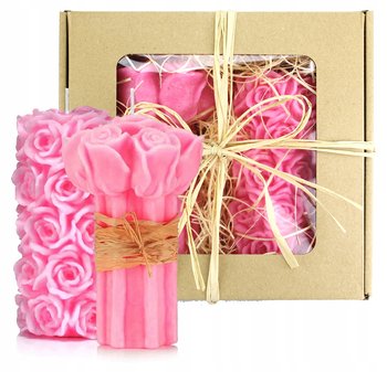 Prezent na urodziny świece róża 15 + bukiet różowy - DROBO