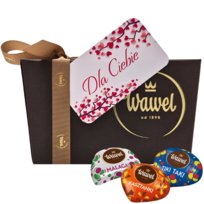 Prezent na Walentynki Kartonik z bilecikiem Dla Ciebie i Czekoladkami MKT Wawel 900g