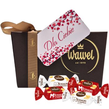 Prezent na Walentynki Kartonik z Bilecikiem i Michałkami Wawel 600g