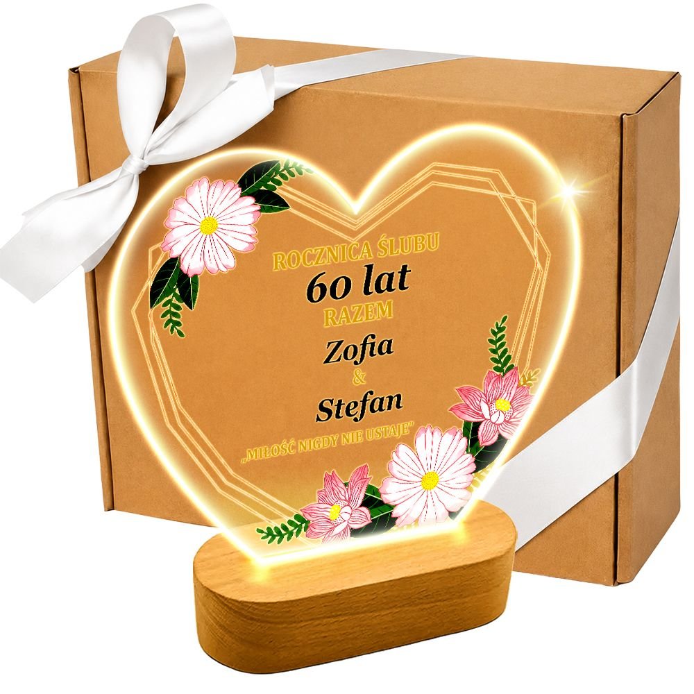 PREZENT ROCZNICA ŚLUBU JUBILEUSZ 20 25 30 35 40 50 lampka na szkle