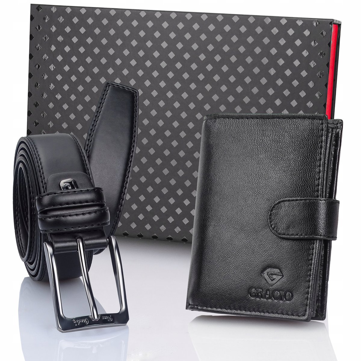 Prezent świąteczny skórzany portfel Gracio pasek Pierre Cardin 130 cm