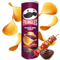 Pringles texas barbeque tuba 165g- chrupki o smaku teksańskiego sosu barbecue. Pikantny produkt piekarski.