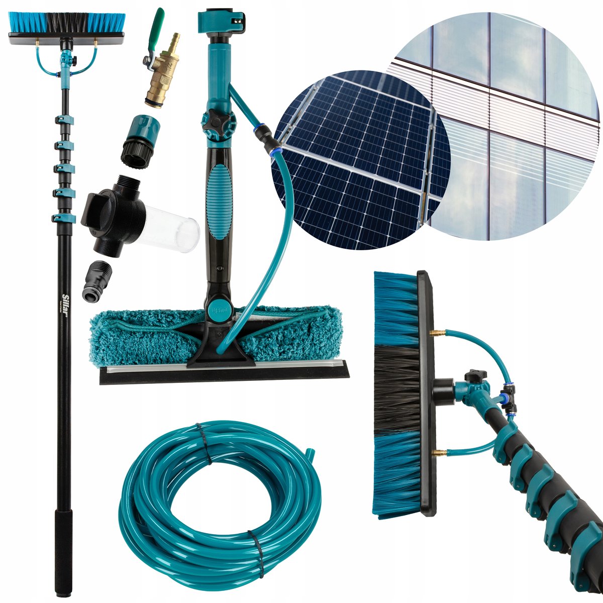 Sillar Sillar Profesjonalna Myjka Szczotka Teleskopowa 7M Mycia Paneli Fotowoltaicznych