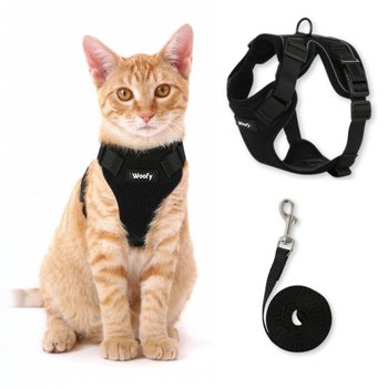 PROFESJONALNE SZELKI BEZUCISKOWE SPACEROWE REGULOWANE DLA KOTA + SMYCZ XS - WOOFY