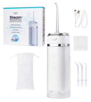 Profesjonalny irygator do zębów ZENT Stream+ bezprzewodowy PRO 360°, 3 tryby, 3 specjalistyczne końcówki, 1500 pulsacji/min, regulowane ciśnienie, Biały - ZENT