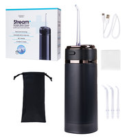 Profesjonalny irygator do zębów ZENT Stream+ bezprzewodowy PRO 360°, 3 tryby, 3 specjalistyczne końcówki, 1500 pulsacji/min, regulowane ciśnienie, Czarny