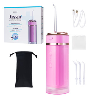 Profesjonalny irygator do zębów ZENT Stream+ bezprzewodowy PRO 360°, 3 tryby, 3 specjalistyczne końcówki, 1500 pulsacji/min, regulowane ciśnienie, Różowy - ZENT