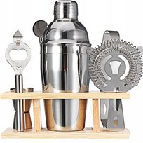 PROFESJONALNY ZESTAW BARMAŃSKI DO DRINKÓW SHAKER SZEJKER PODSTAWKĄ PREZENT