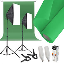 Profesjonalny Zestaw do Studio Tło + Stelaż + 2x Lampa Softbox 2x 50x70cm 85W LED
