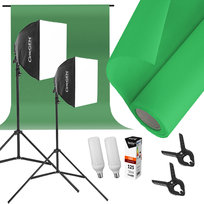 Profesjonalny Zestaw do Studio Tło + Stelaż + 2x Lampa Softbox 40x40cm 125W LED
