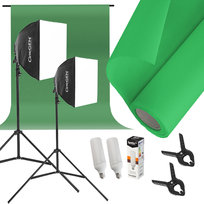 Profesjonalny Zestaw do Studio Tło + Stelaż + 2x Lampa Softbox 40x40cm 85W LED