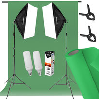 Profesjonalny Zestaw do Studio Tło + Stelaż + 2x Lampa Softbox 40x60cm 125W LED