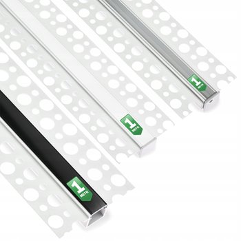 Profil Aluminiowy Podtynkowy Architektoniczny do LED Wpuszczany do Płyt KARTON / GIPS 1m + Mleczny Klosz - LUMILED