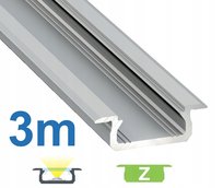 PROFIL ALUMINIOWY WPUSZCZANY typ Z PŁASKI SLIM SREBRNY DO TAŚM LED 3MB