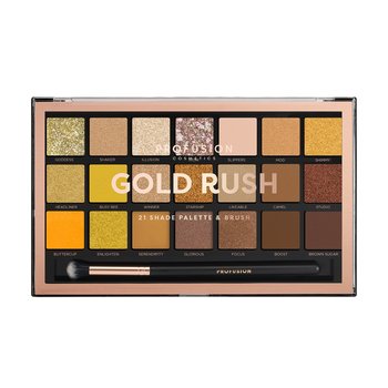 Profusion, Gold Rush Eyeshadow, Paleta 21 cieni do powiek z pędzelkiem - Profusion