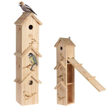 ProGarden Budka lęgowa 3-piętrowa dla ptaków drewniana ozdobna domek lęgowy do zawieszenia 60x15x13,5 cm - ProGarden
