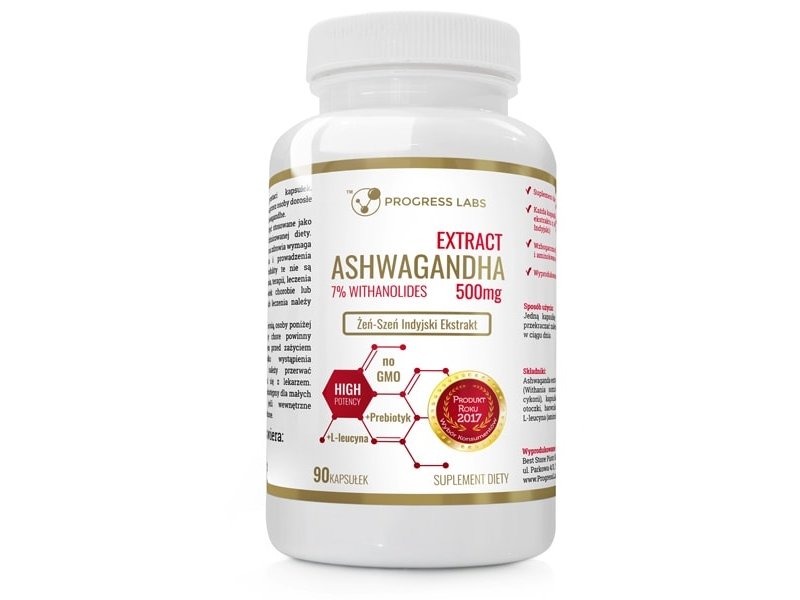 Фото - Вітаміни й мінерали Progress LABS, Ashwagandha Extract, 500 mg 7, Witanolidów, Suplement diety 