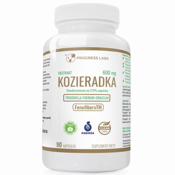 Progress Labs - KOZIERADKA Ekstrakt 600mg Fenugreek Poprawa trawienia Obniża cukier 90 kapsułek Produkt Vege - Progress Labs