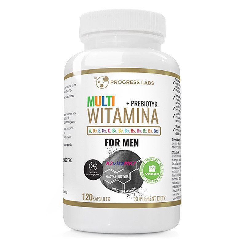 Zdjęcia - Witaminy i składniki mineralne Progress Labs Multi Witamina+Prebiotyk For Men Suplement diety, 120 kaps. 