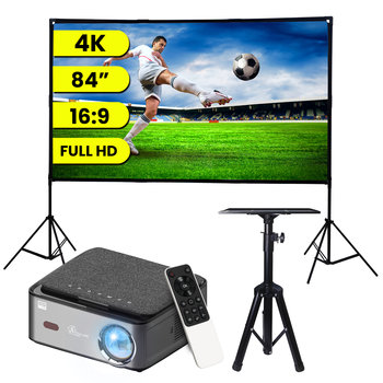 Projektor ANDROID TV WIFI + EKRAN 84" + Stojak podłogowy ZESTAW OGRODOWY - EXTRALINK