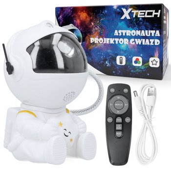 PROJEKTOR GWIAZD ASTRONAUTA SIEDZĄCY LAMPKA NOCNA DLA DZIECI XTECH BIAŁY - Xtech