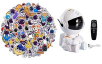 PROJEKTOR GWIAZD NIEBA LED LAMPKA NOCNA ASTRONAUTA +kosmiczna naklejka