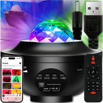 Projektor Gwiazd Rzutnik Nieba Lampka Nocna Led Głośnik Bluetooth + Pilot