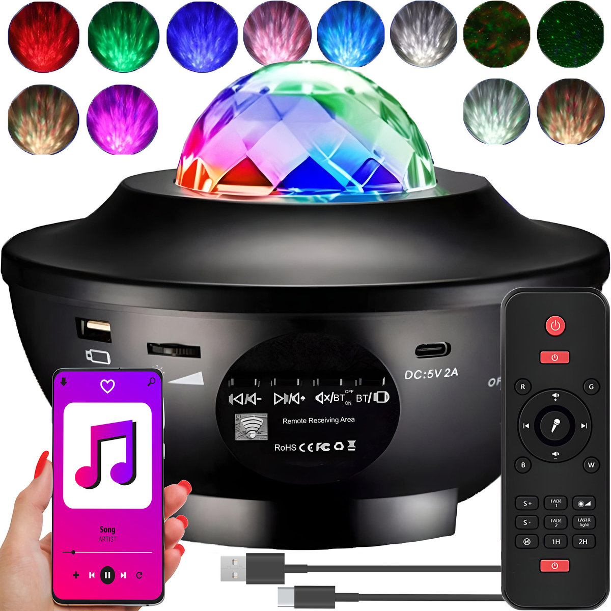 Projektor Gwiazd Star Lampka Nocna Led Usb + Pilot