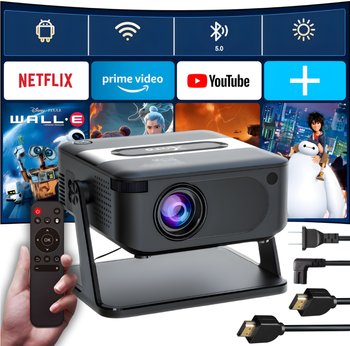 PROJEKTOR LED RZUTNIK ANDROID TV HD SMART WIFI Full HD Przenośny + Głośnik - HikariSklep