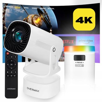 PROJEKTOR RZUTNIK ANDROID TV WIFI BEZPRZEWODOWY OBROTOWY LED PRZENOŚNY - Overmax
