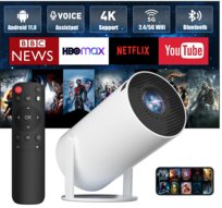 PROJEKTOR RZUTNIK ANDROID TV WIFI FULL HD PRZENOŚNY SMART GŁOŚNIK OBROTOWY