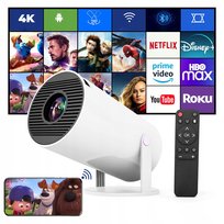 PROJEKTOR RZUTNIK ANDROID TV WIFI FULL HD PRZENOŚNY SMART GŁOŚNIK OBROTOWY