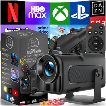 PROJEKTOR RZUTNIK ANDROID TV WIFI LED MINI PRZENOŚNY SMART GŁOŚNIK OBROTOWY - Heelly