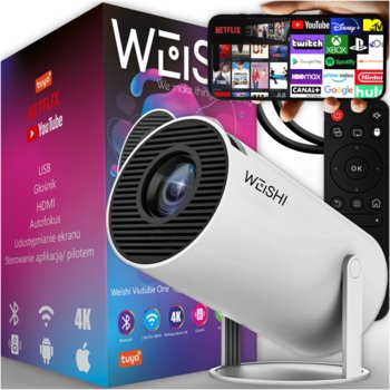 PROJEKTOR RZUTNIK BEZPRZEWODOWY FULL HD SMART TV BLUETOOTH WIFI PRZENOŚNY - WEISHI