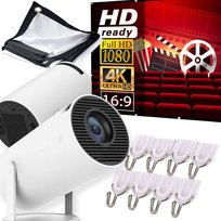 Projektor Smart Hd 720P 4K Rzutnik Wifi Bluetooth + Ekran Projekcyjny 100