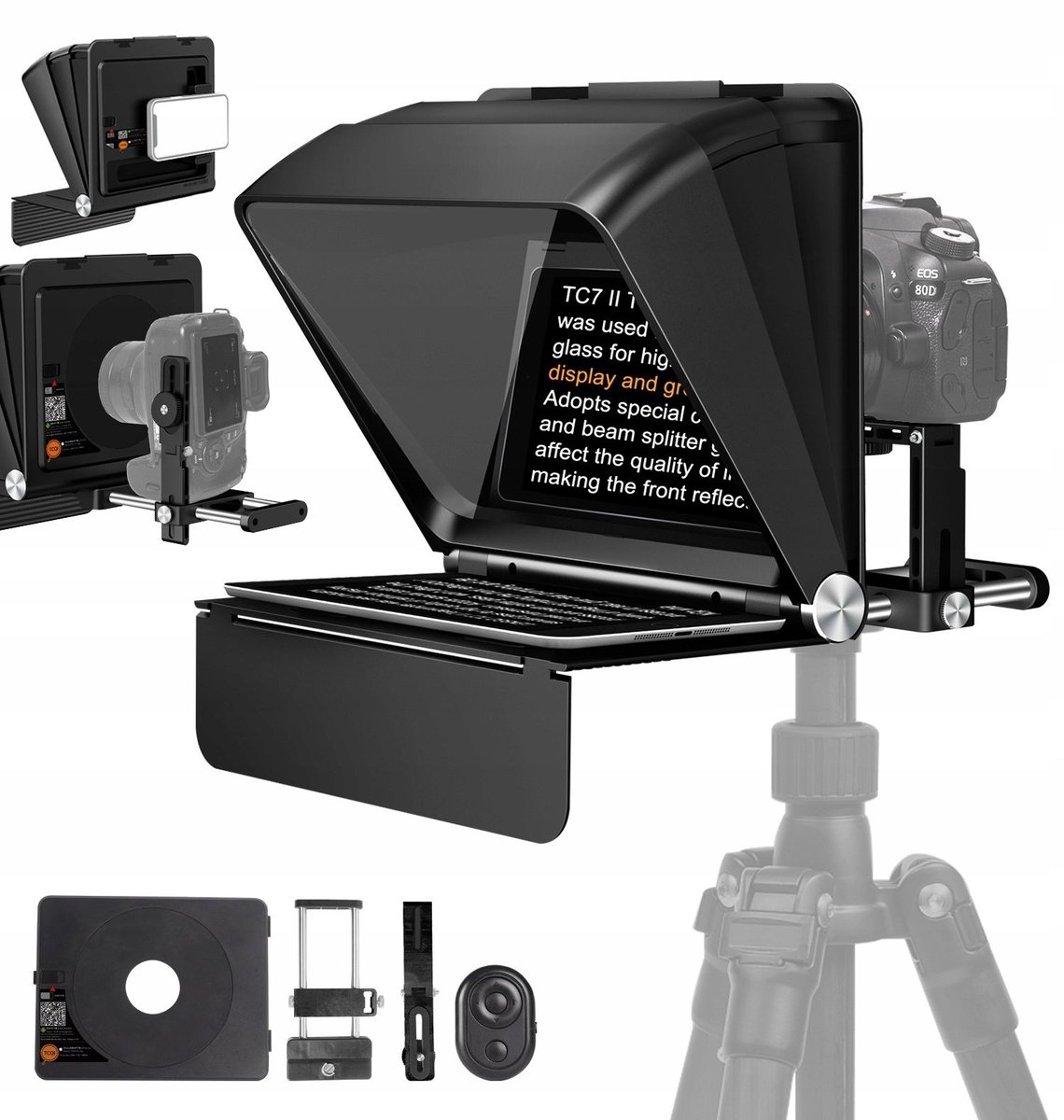 Prompter Kit Prompter Teleprompter Monitor Podglądowy Vlog 2w1 Do Aparatu Dslr ...