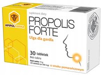 Propolis Forte o smaku pomarańczowym 30 tabletek do ssania bez cukru Farmina