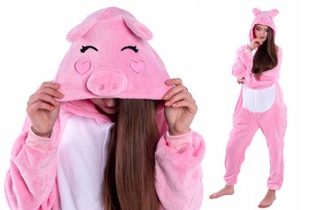 PROSIACZEK PIŻAMA Świnka Kigurumi Onesie Kombinezon Przebranie S 146-154 cm - Lacrati